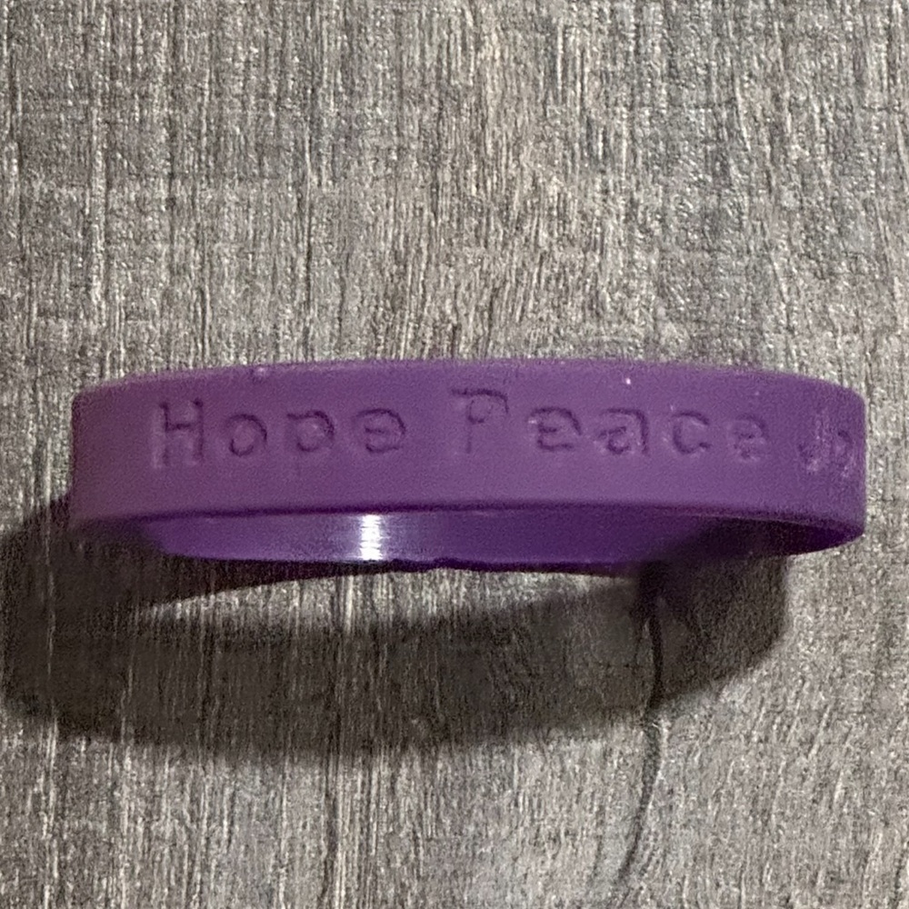 💞 Purple Hope Peace Joy Love Kids Silicone Rubber Bracelet